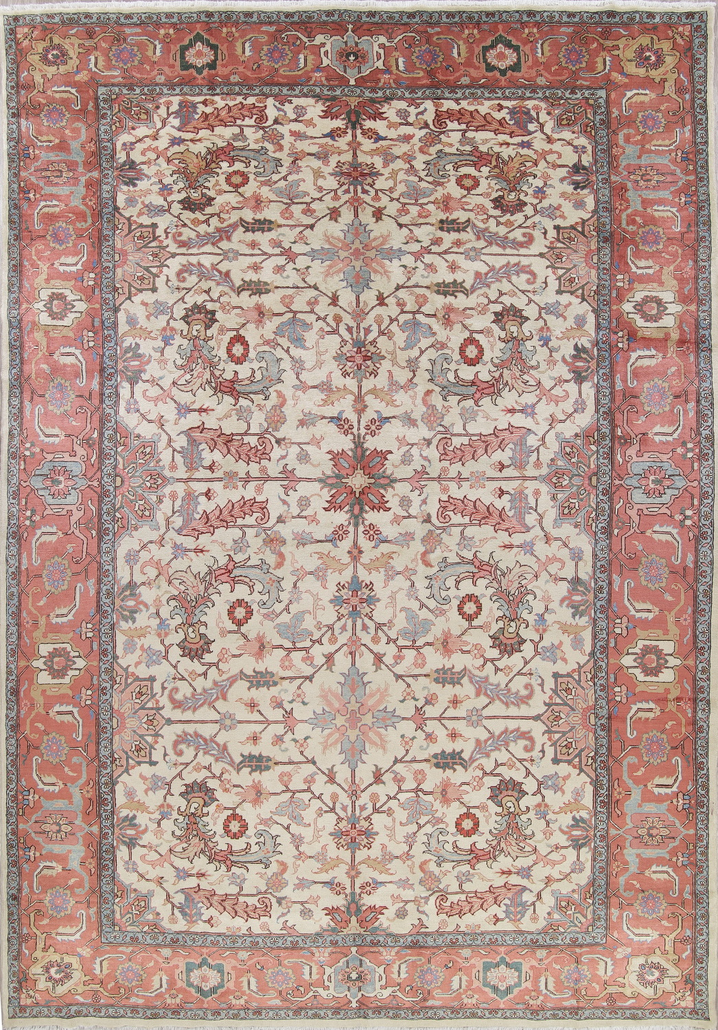 Palace Sized AllOver Heriz Serapi Persian 12x16 Wool Ivory Rug