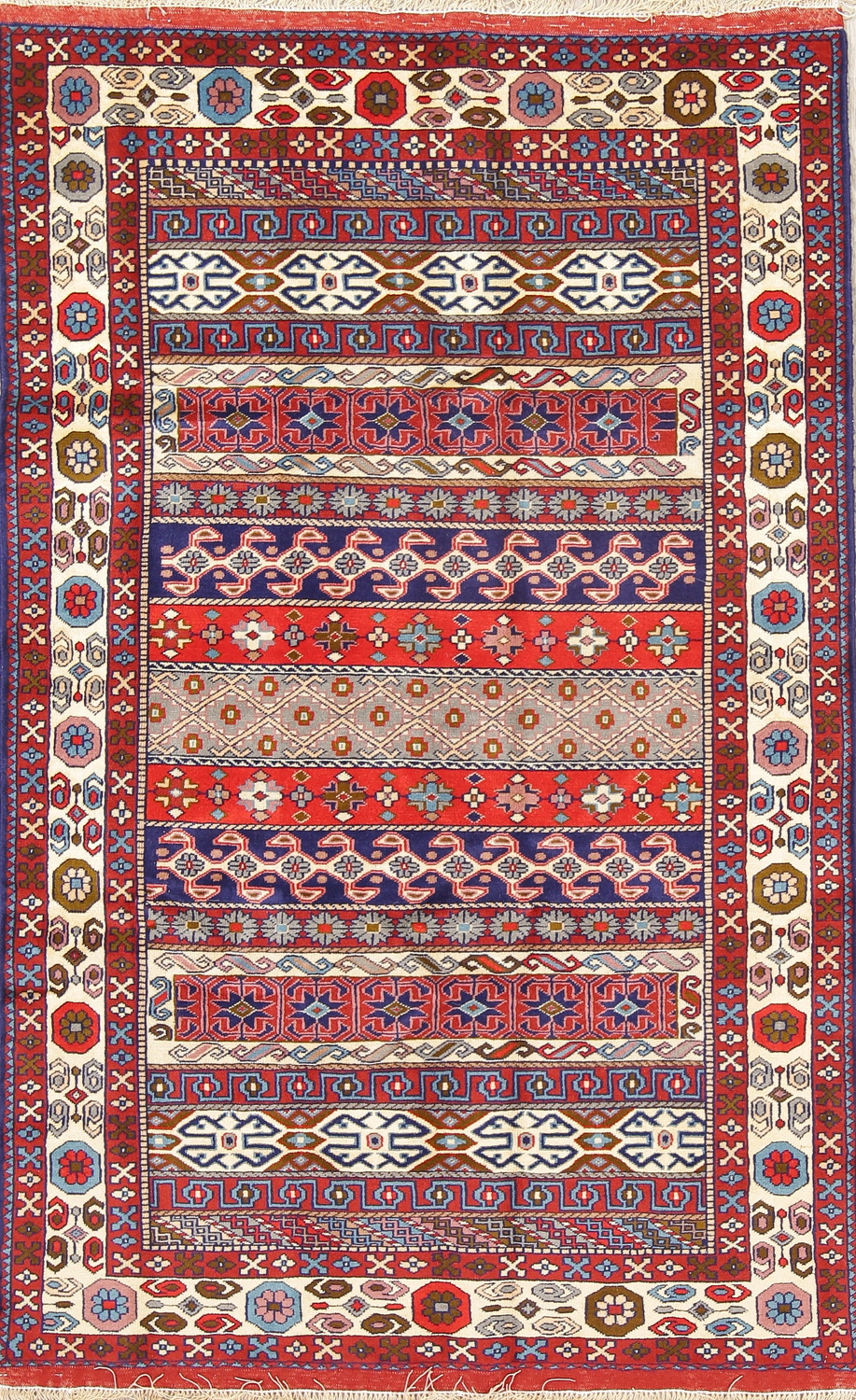 AllOver Geometric Bokhara Pakistan Oriental 4x6 Wool Silk Area Rug