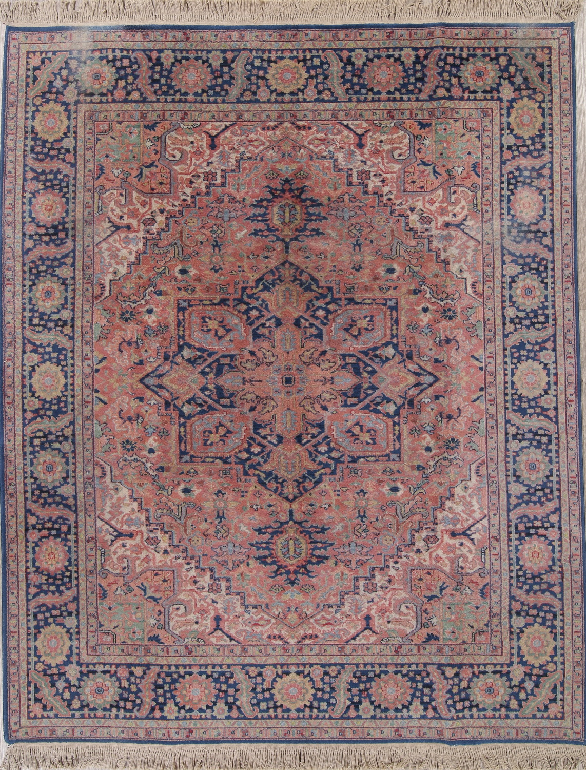 Geometric Coral Karastan Oriental 9x11 Wool Area Rug