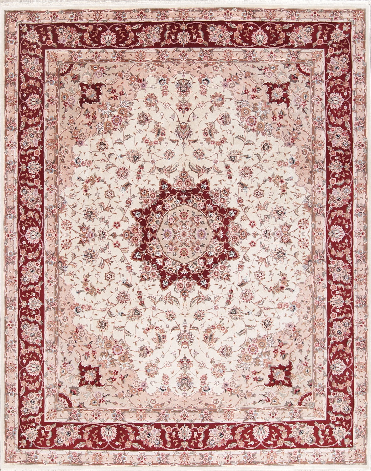 Floral Ivory SinoPersian Oriental Wool Rug 8x10