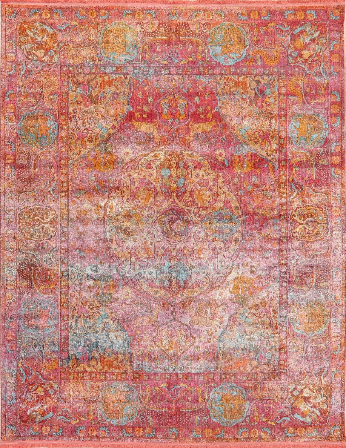 Hunting Design Pictorial Distressed HeatSet Area Rugs