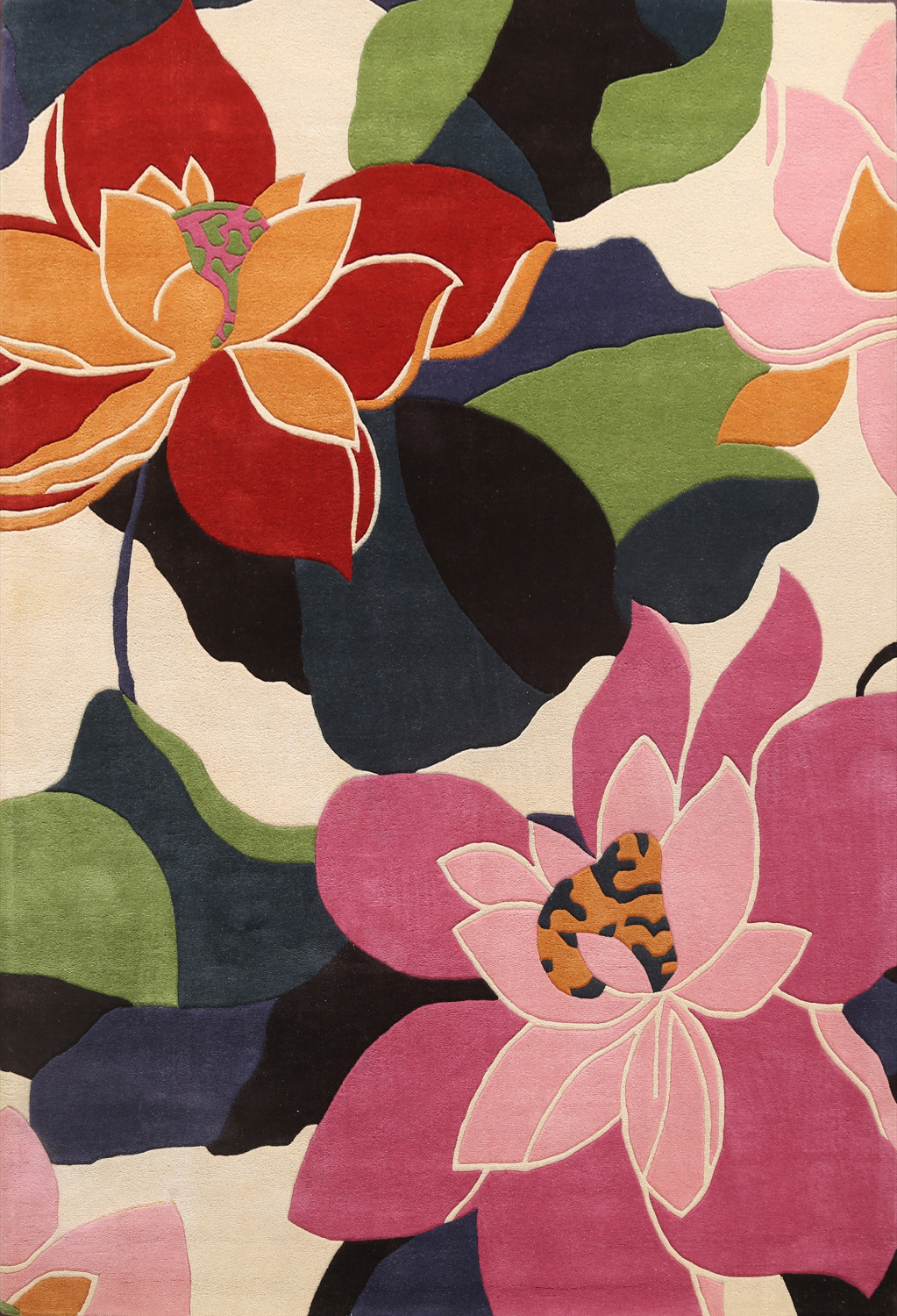 Tropical Floral Oriental Area Rug