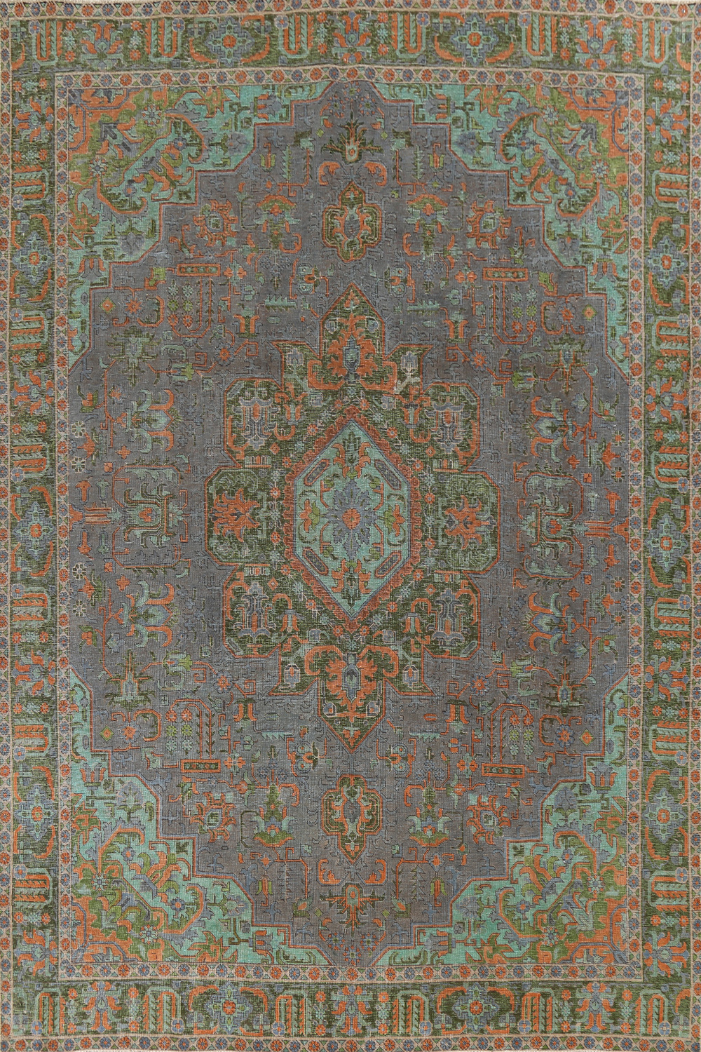 Distressed OverDye Tabriz Persian Area Rug 9x12