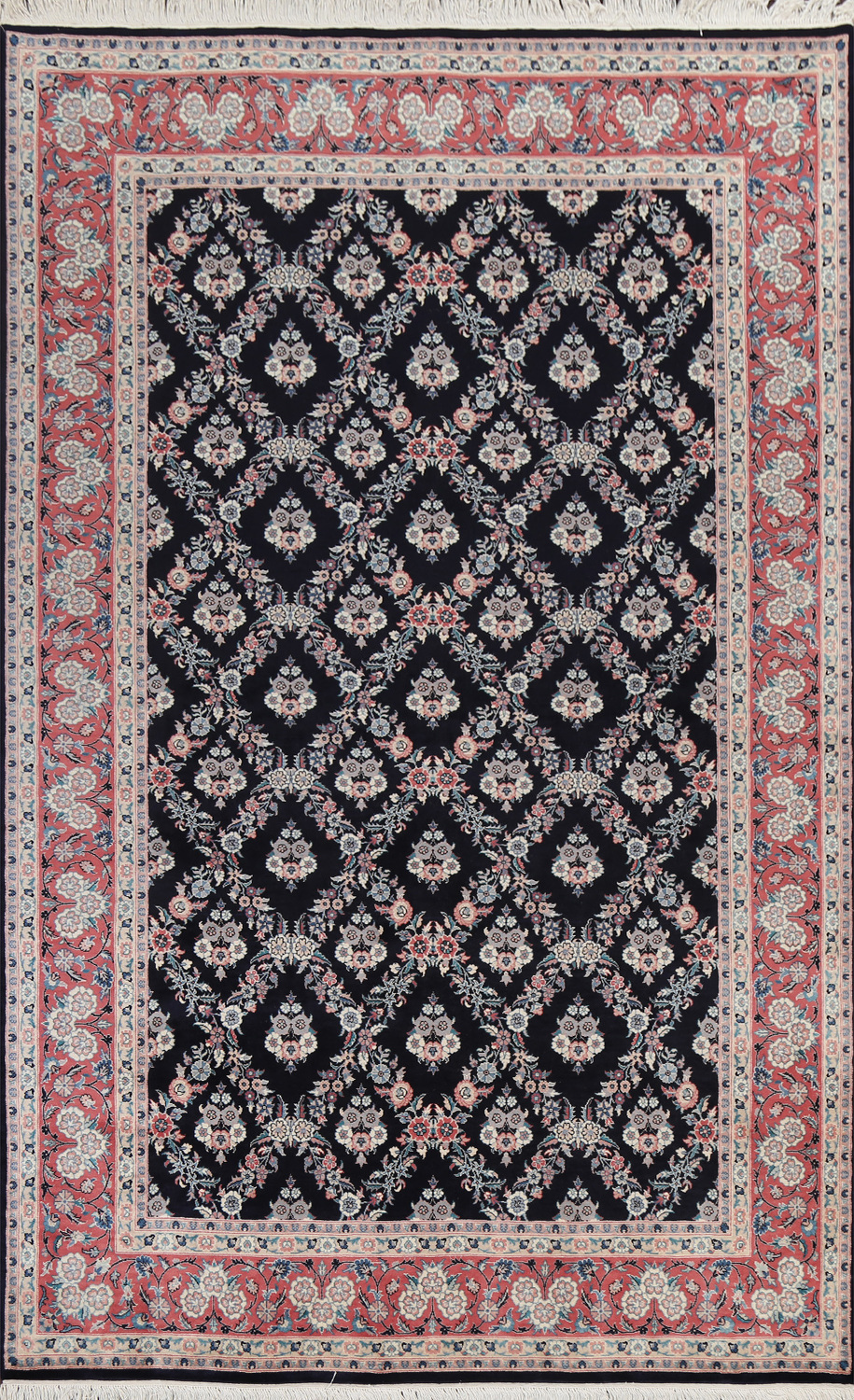 Vegetable Dye Navy Blue Kashan Persian Rug 6x9