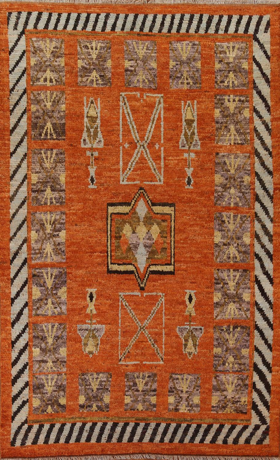 Orange Moroccan Tribal Area Rug 7x10
