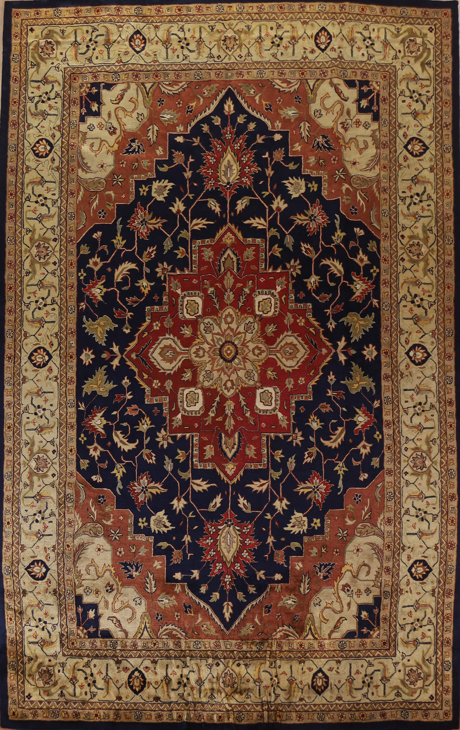 Navy Blue Agra Large Area Rug 10x14