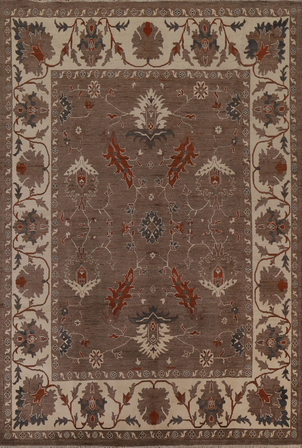 Brown Oushak Oriental Area Rug 8x11