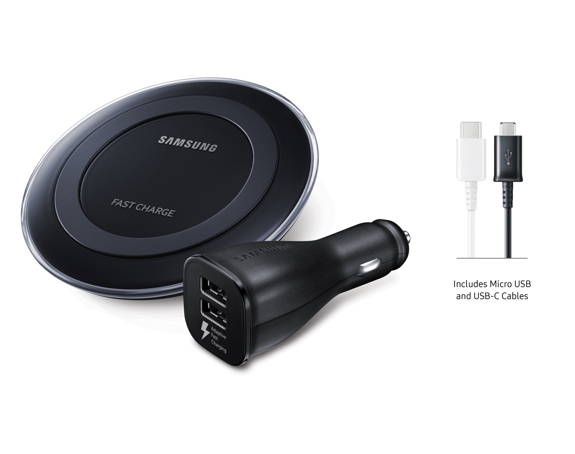 Wireless Charging Pad + DualPort Vehicle Charger, Power Bundle Mobile