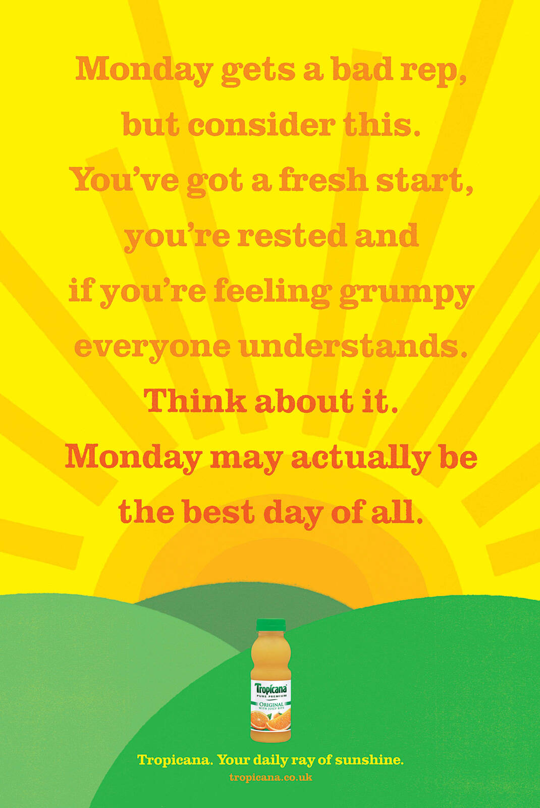 Tropicana Your Daily Ray of Sunshine, Monday, Your Daily Ray of Sun... • Ads of the World