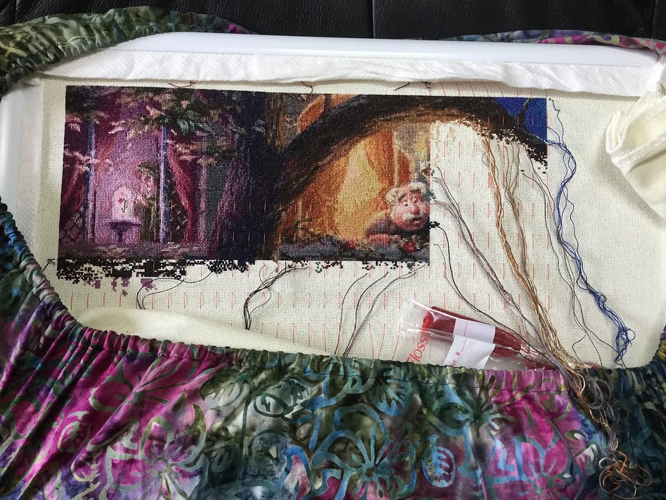 The Thread Parking Method of CrossStitching Thread Bare