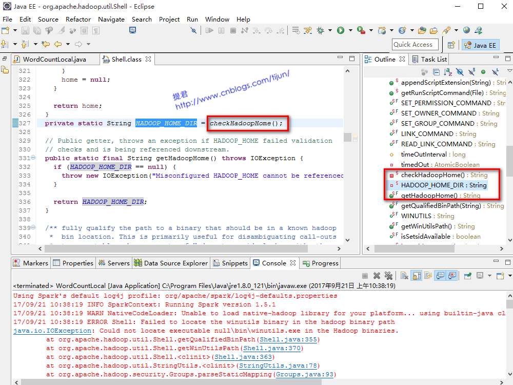 hadoop解决Could not locate executable null\bin\winutils.exe in the Hadoop