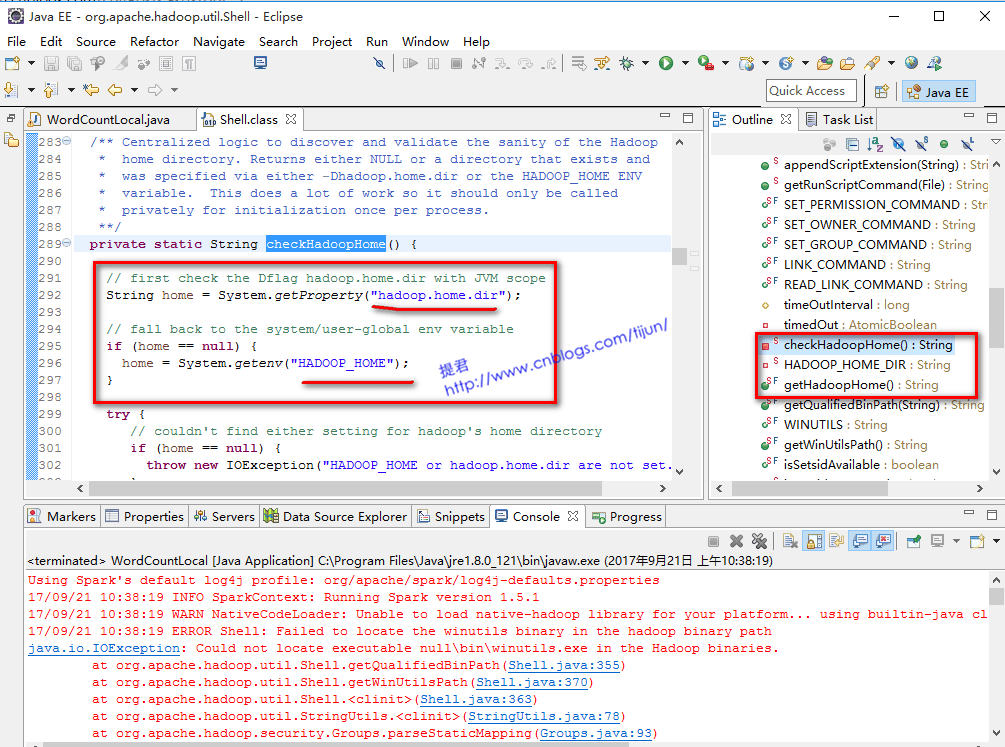 hadoop解决Could not locate executable null\bin\winutils.exe in the Hadoop