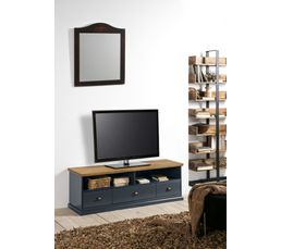 Meuble Tv Alphonse Gris Anhracite Pin Massif Meubles Tv But