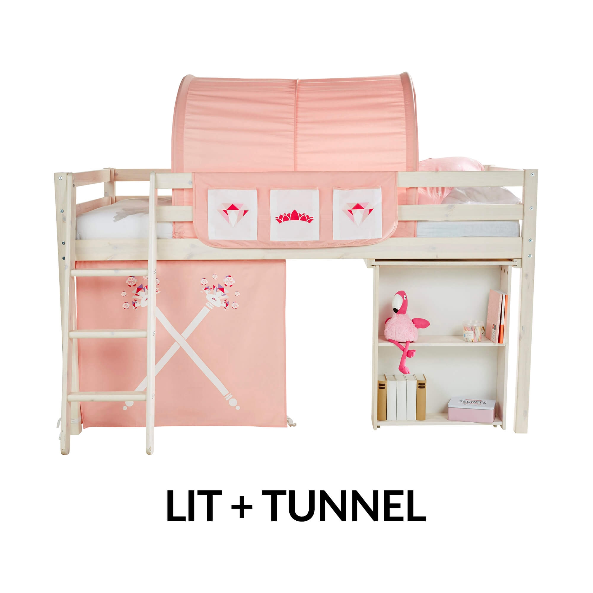 Tunnel pour lit mihaut 90x190 HAPPY rose Princesse Accessoires BUT