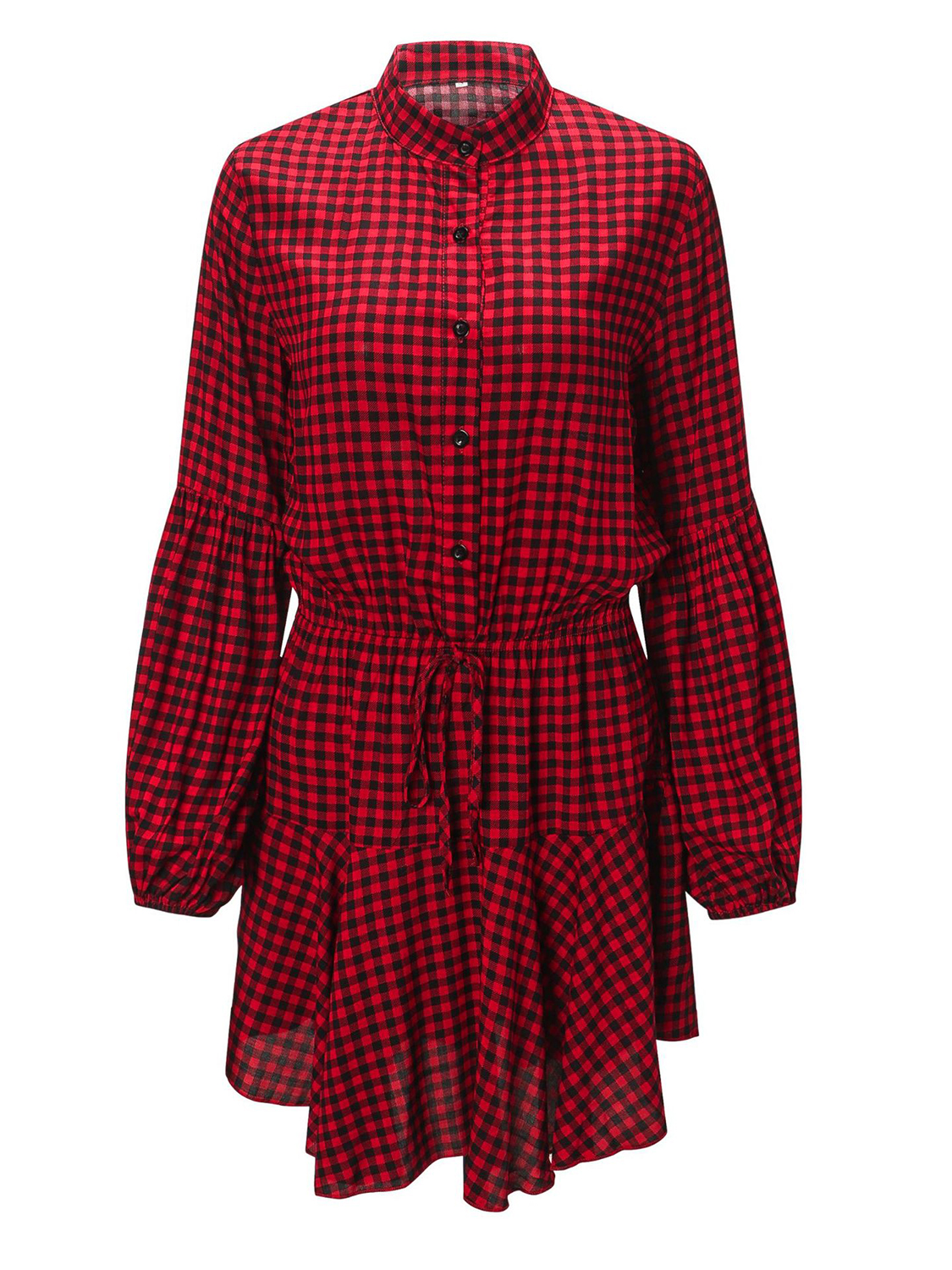 Red Plaid Christmas Long Sleeve Mini Dress Choies