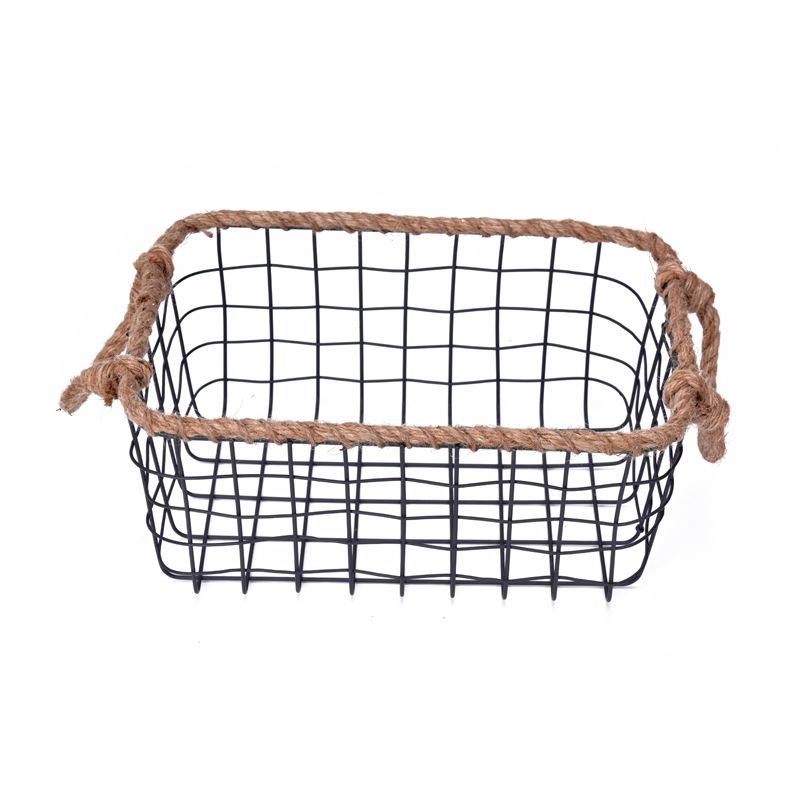 Hemp Rope Top Wire Storage Baskets Organizer for Kitchen Laundry