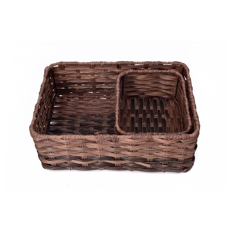 HandWoven Rectangular Storage Basket, Waterproof Wicker Storage Basket