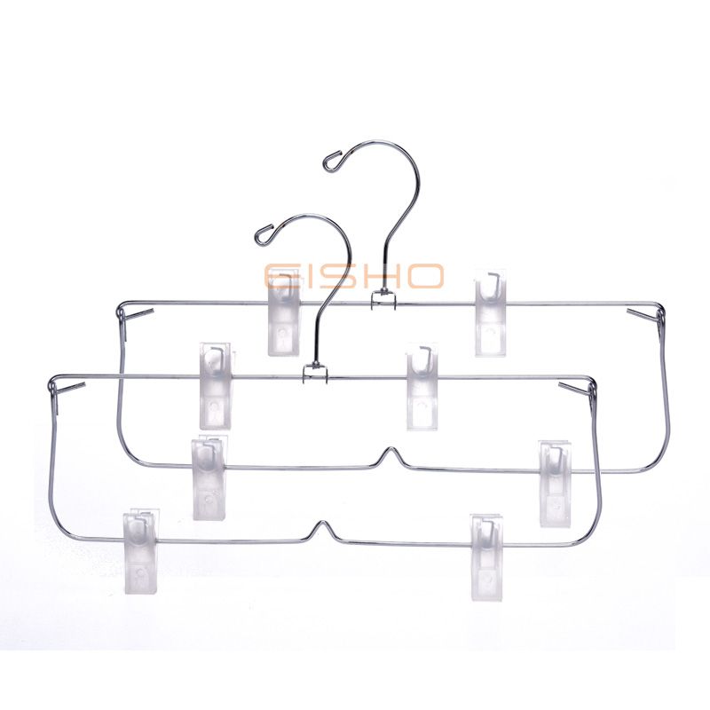 Metal Wire Clothes Hanger with 4 plastic Clips