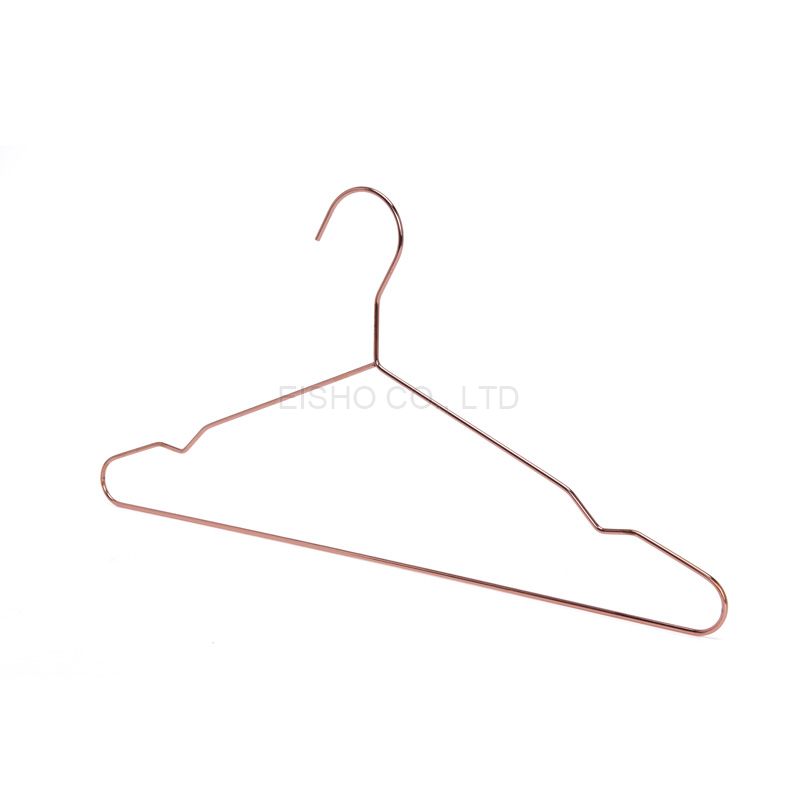 Rose Gold Metal Wire Coat Hanger Clothes Suit Trouser Hangers Bar Notches