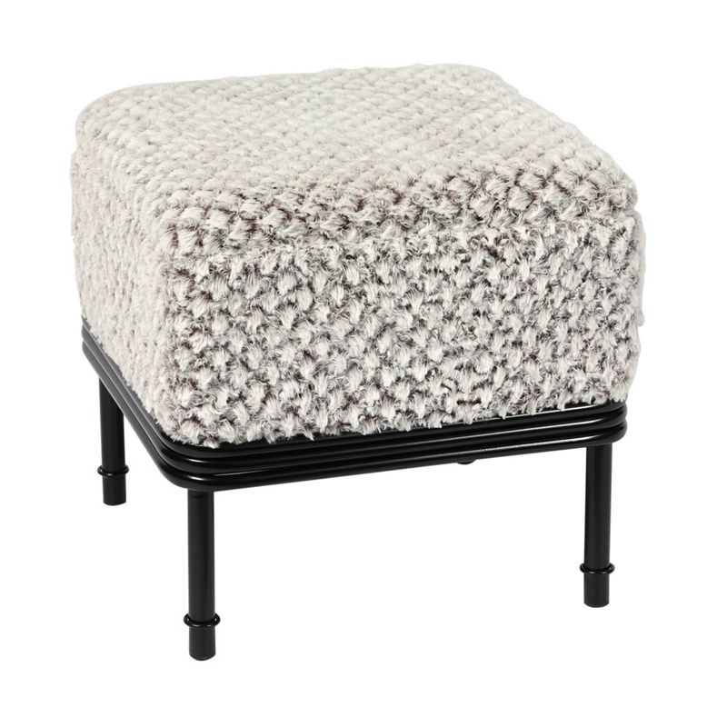 Velvet Storage Footrest Ottoman with Metal Legs