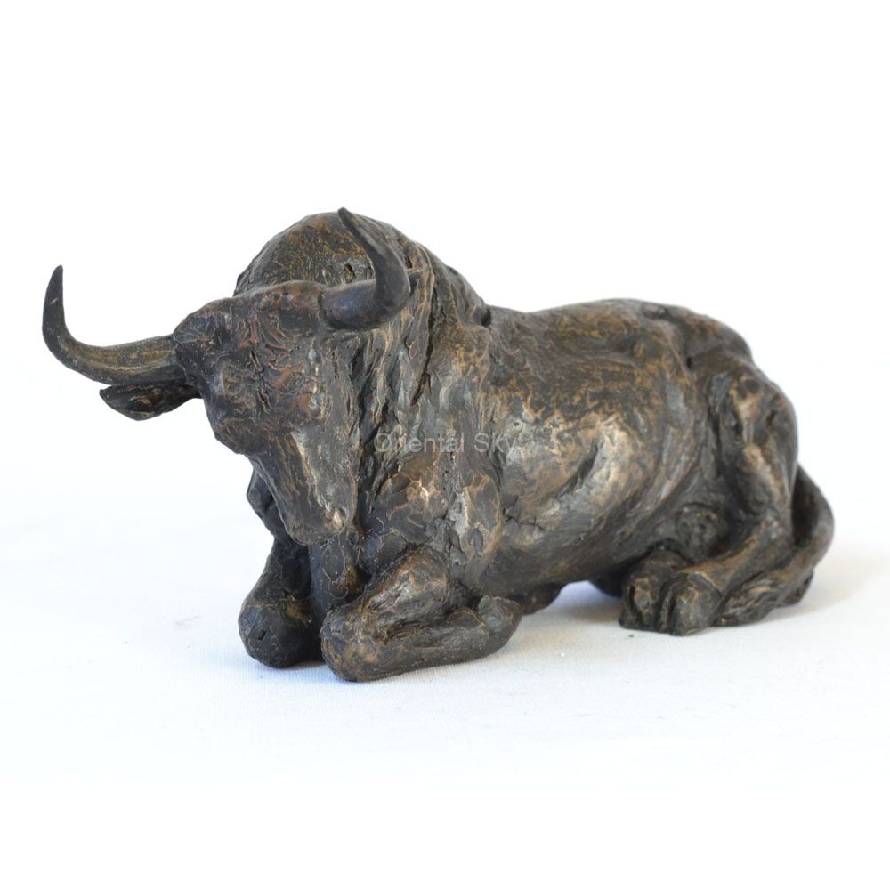 Life Size Bronze Bull kneeling On Ground Statue