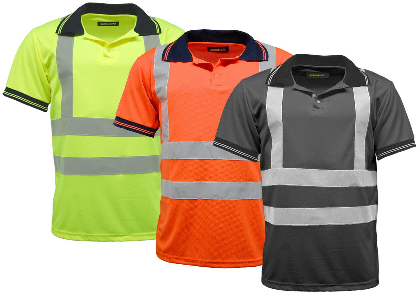 Standsafe HV004 Hi Vis Polo Short Sleeve Reflective Plain Shirt TShirt