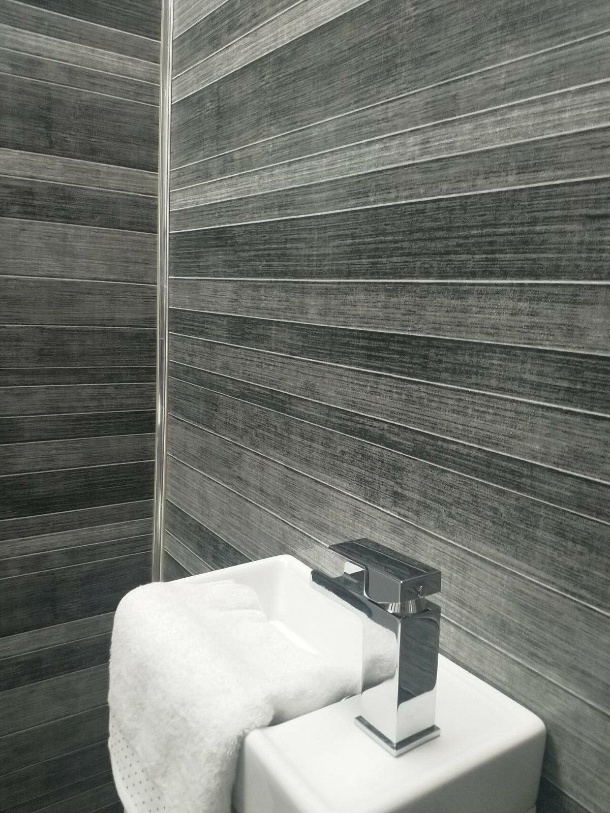 Grey Tile Effect Large Shower Panels Bathroom Wet Wall PVC 10mm Thick