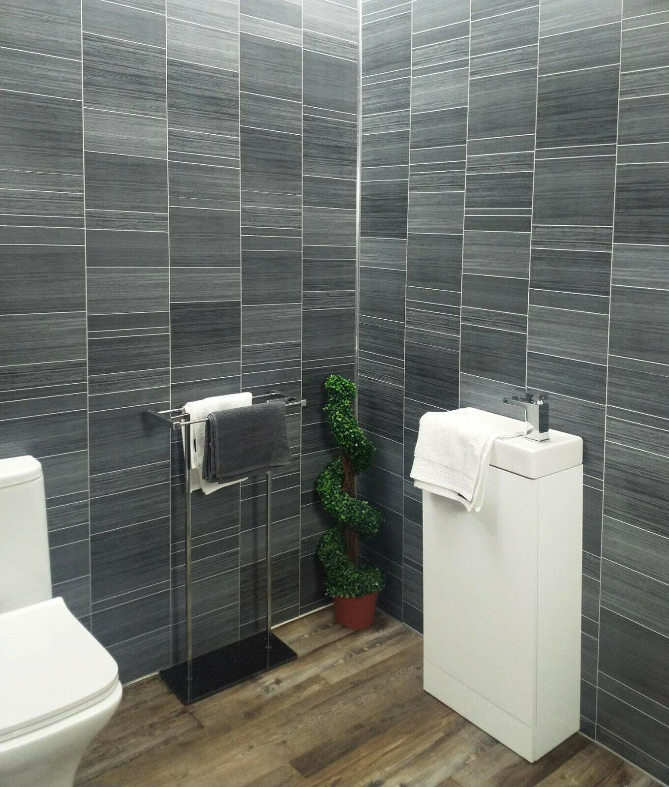 Grey Executive Panels, Tile Effect Cladding Bathroom Shower Wall PVC