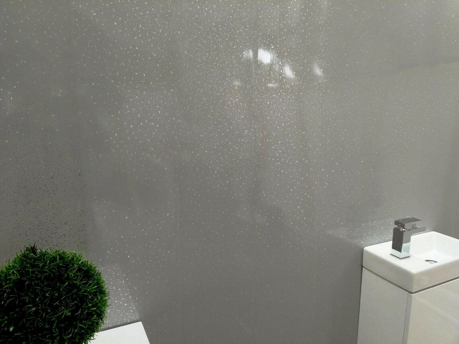 Grey Sparkle Bathroom Large Shower Panels 1000mm Wide Wet Wall Cladding