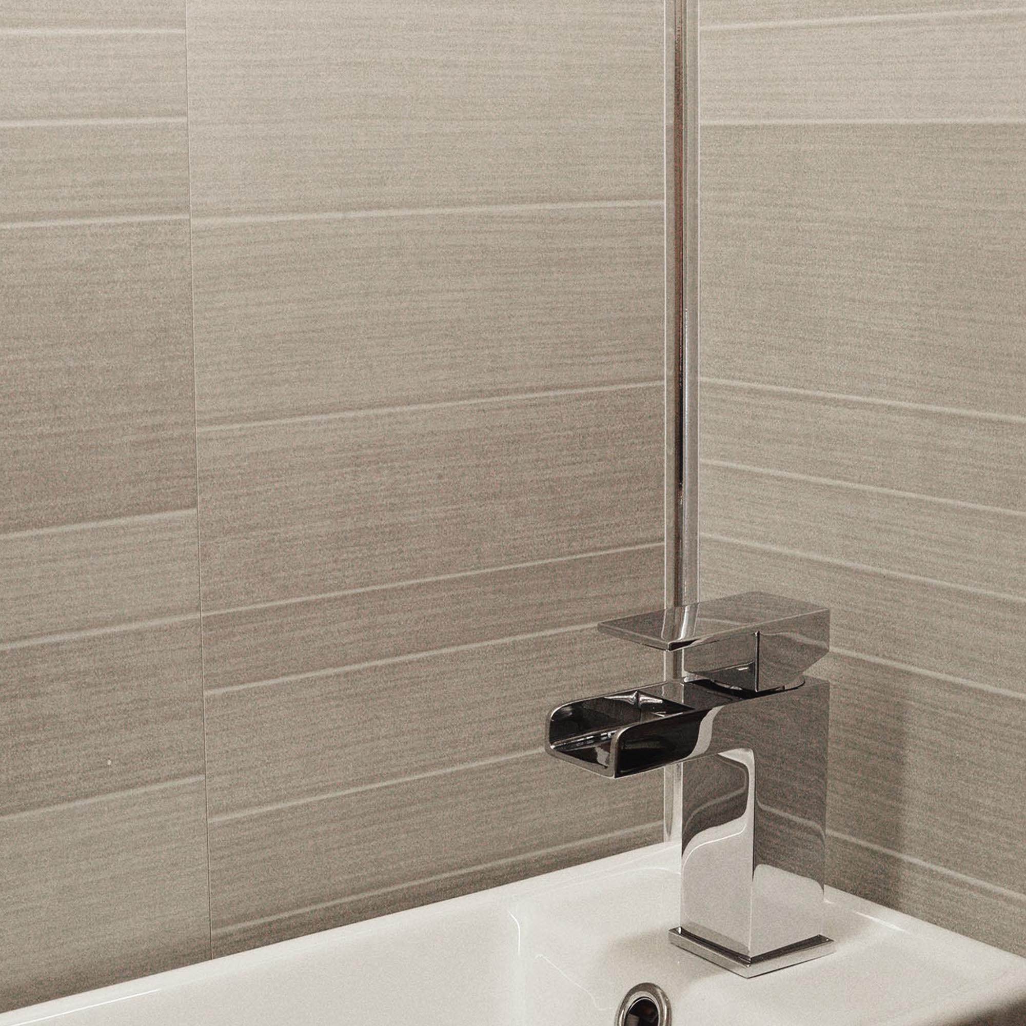 Light Grey Small Tile Effect Wall Panels PVC Bathroom Cladding Shower