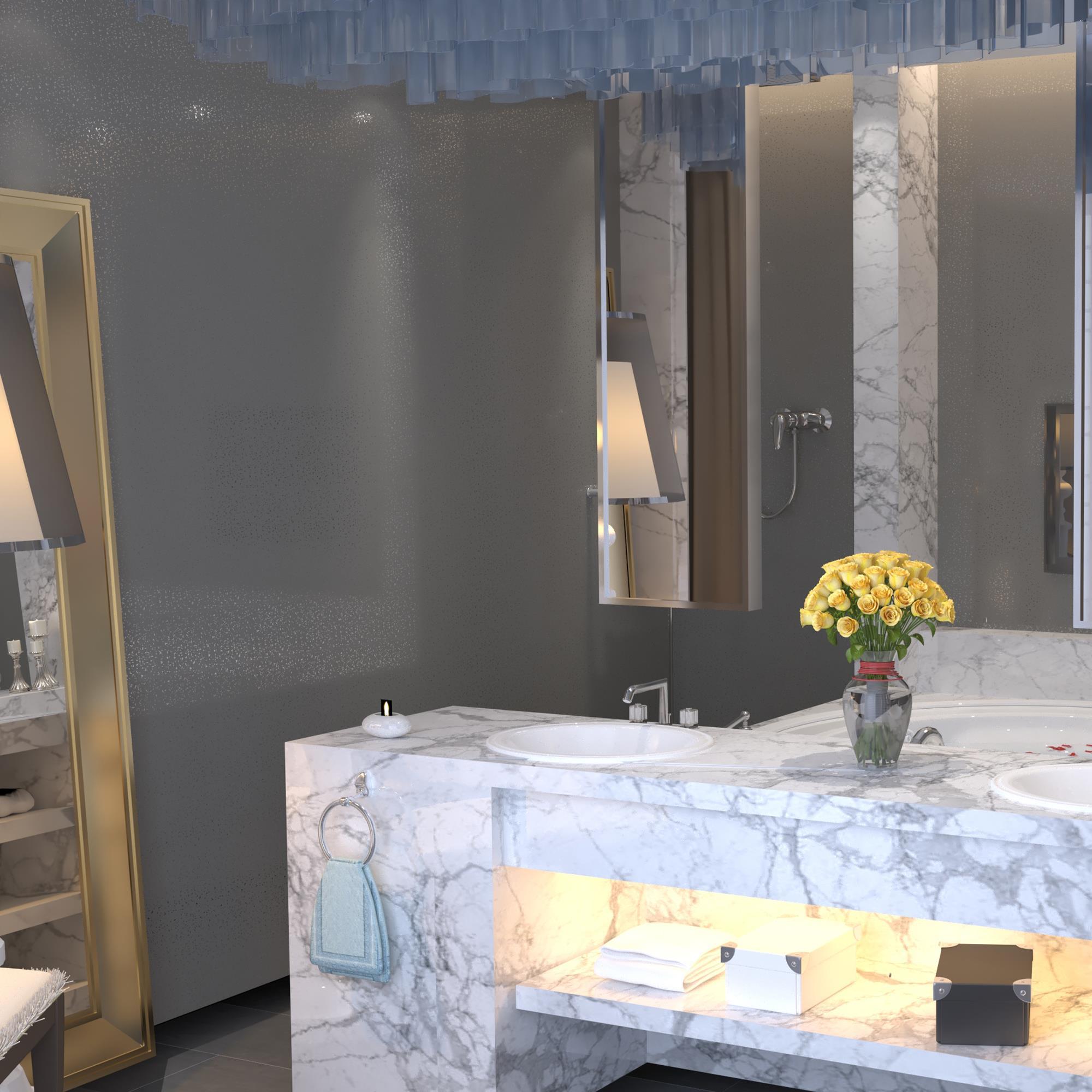 Grey Sparkle Bathroom Wall Cladding Glitter Shower Panels PVC Ceiling