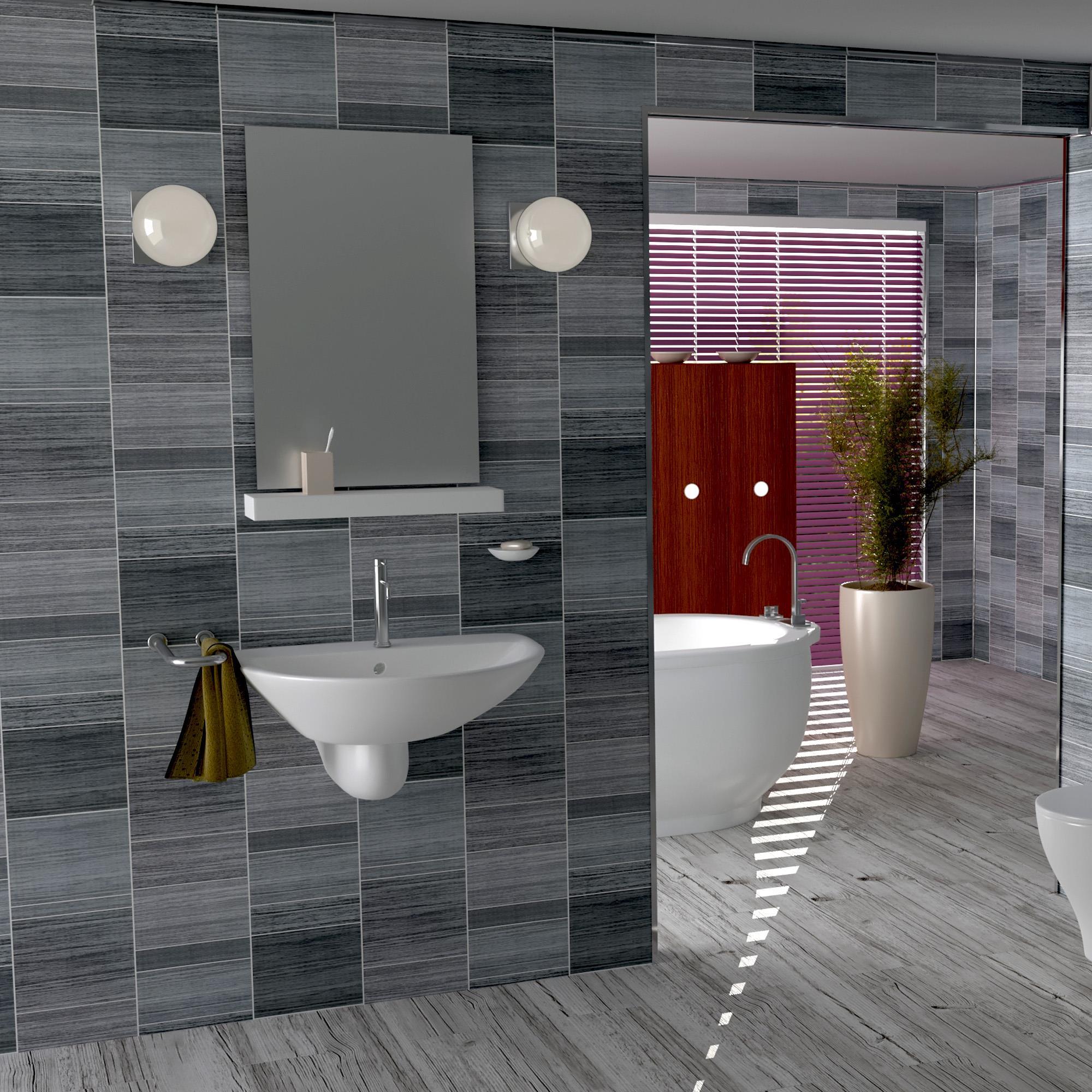 Grey Executive Panels, Tile Effect Cladding Bathroom Shower Wall PVC