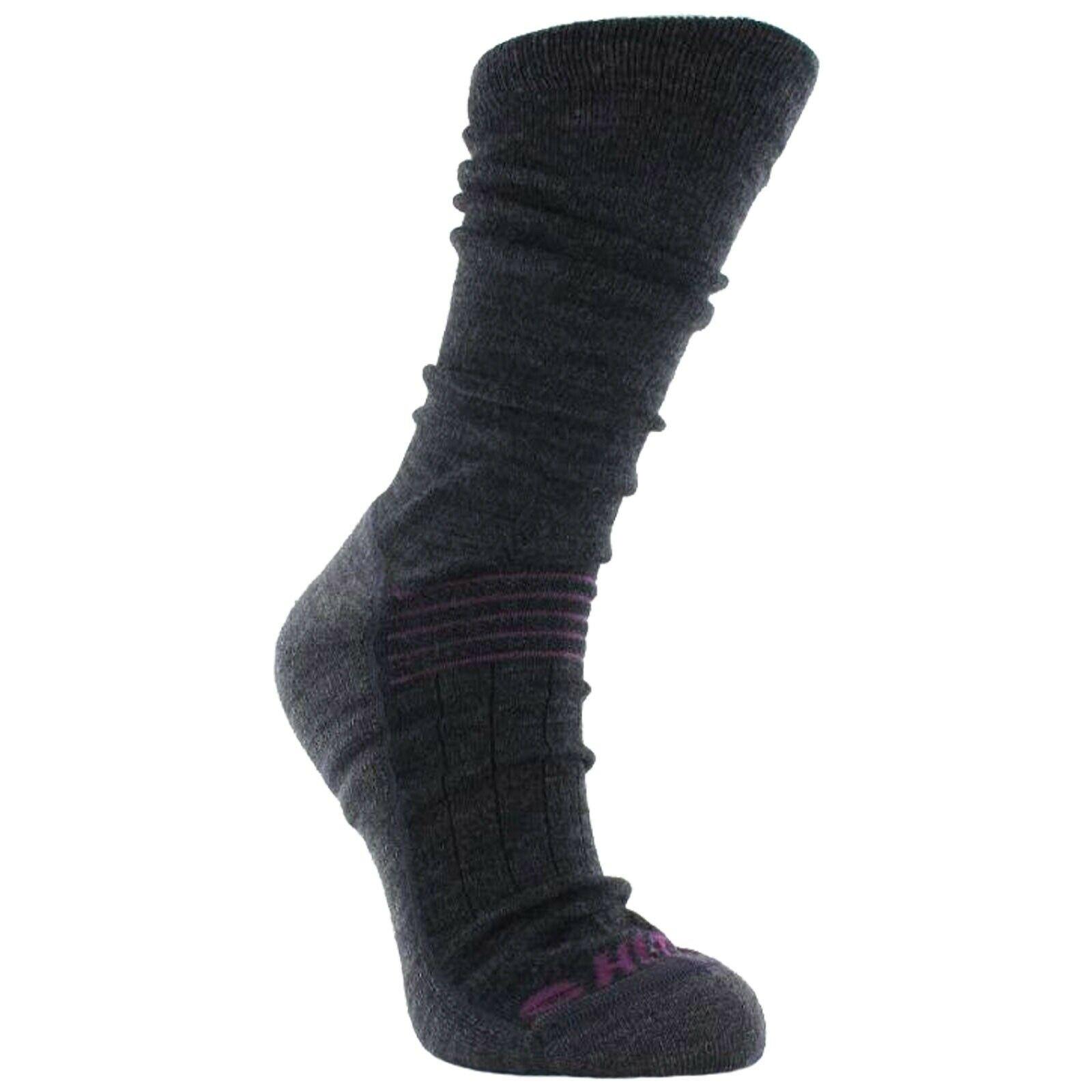 LADIES HITEC ALTITUDE TREK MERINO WOOL GREY/PURPLE HIKING SOCKS 3 PACK