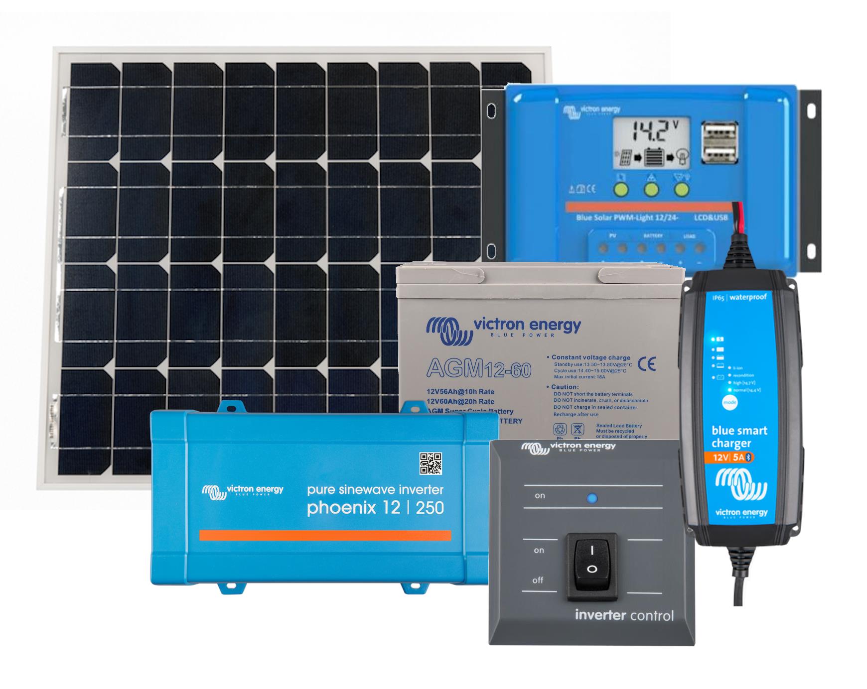 Victron OffGrid Emergency Solar Power Kit with Battery Solar & Mains