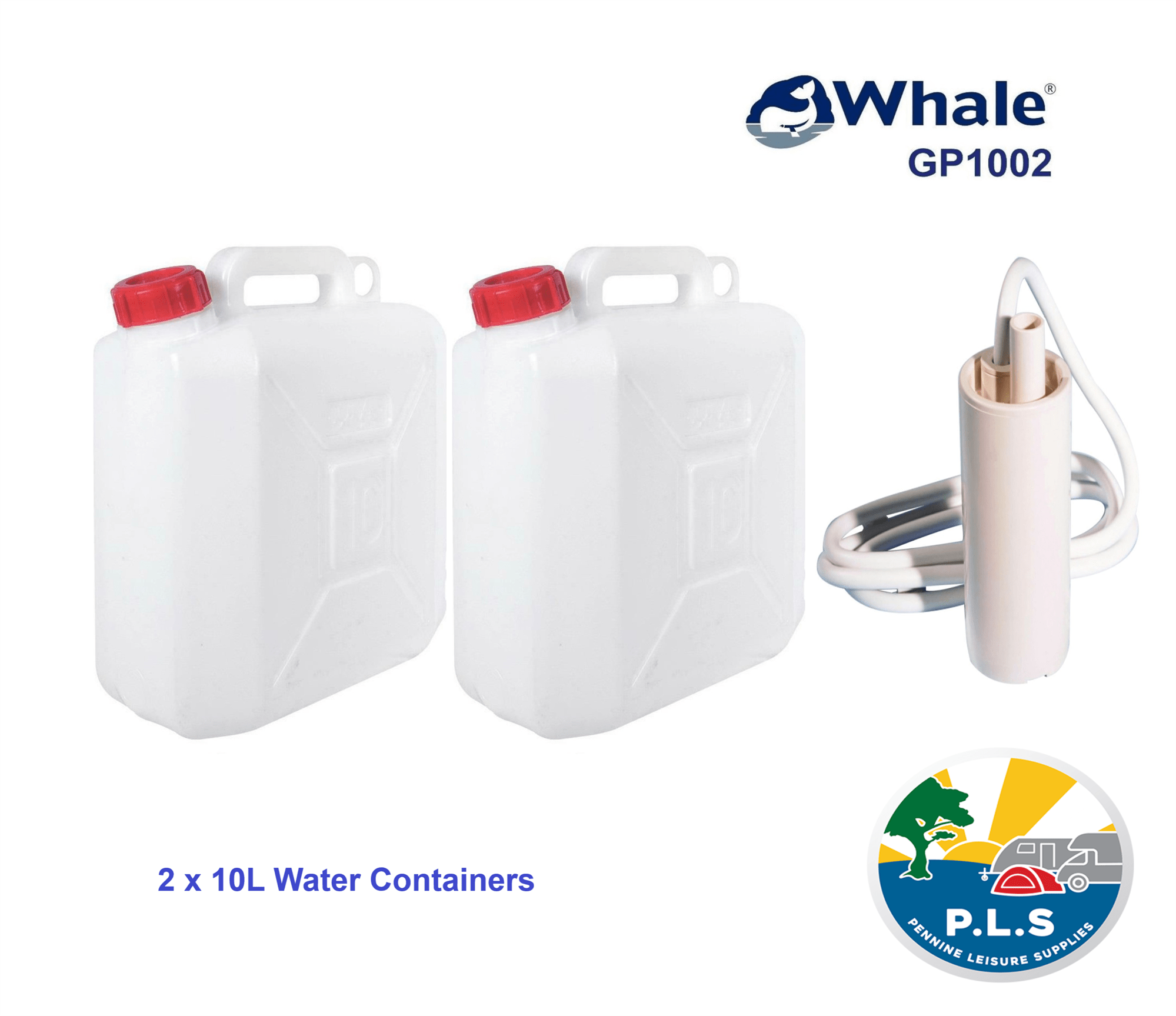 WHALE GP1002 12V Submersible Water Pump + 2 x 10L Jerry Can VW