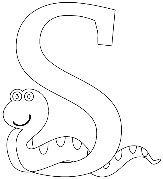 S is for Snake coloring page