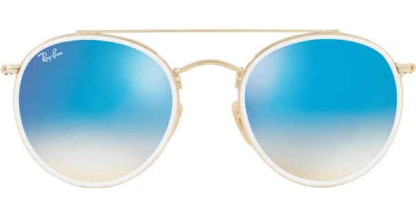 Ray-Ban Round Double Bridge Rb3647N Gold / Gradient Brown Mirror Blue - Coolblue - Voor 23.59U, Morgen In Huis