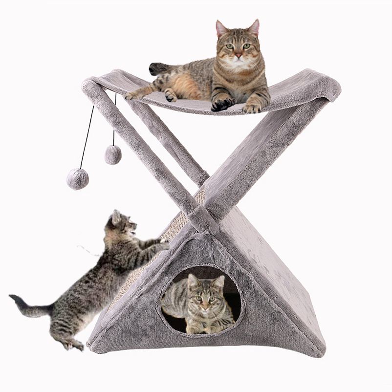Shop for Miguel Fold and Store Cat Tower with Scratching Pad and