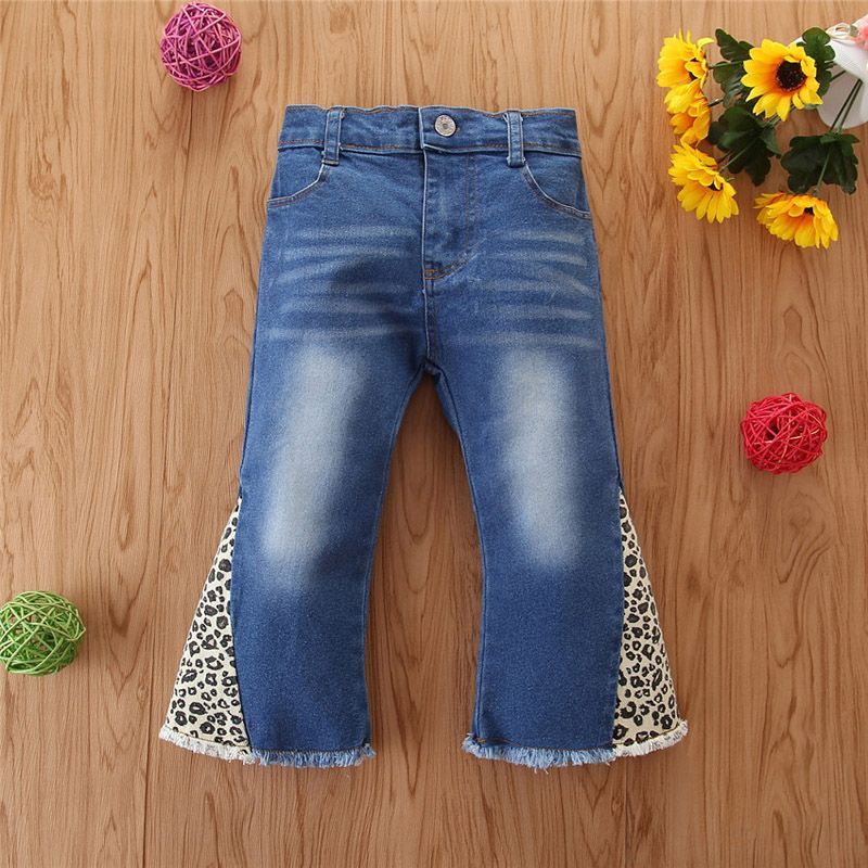 Baby Girls Flare Pants Double Ruffle Tassel Denim Pants Kids Casual