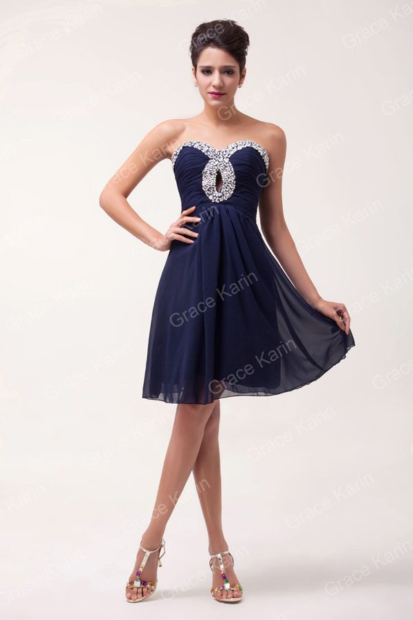 2016 Charming Sequins Sweetheart Backless Short Cocktail Dresses Navy