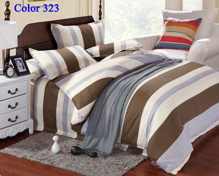 Wholesale Home Textiles Stripe Bedding Set Duvet Cover Bedclothes Twin