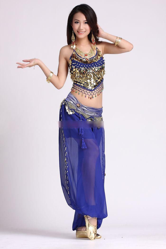 2020 Hot Selling Women BELLY DANCE COSTUME SET GOLD HALTER TOP HAREM