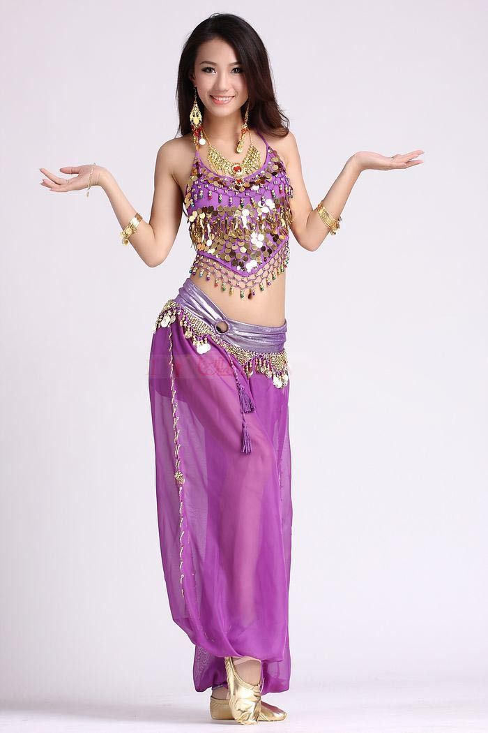 2020 Hot Selling Women BELLY DANCE COSTUME SET GOLD HALTER TOP HAREM