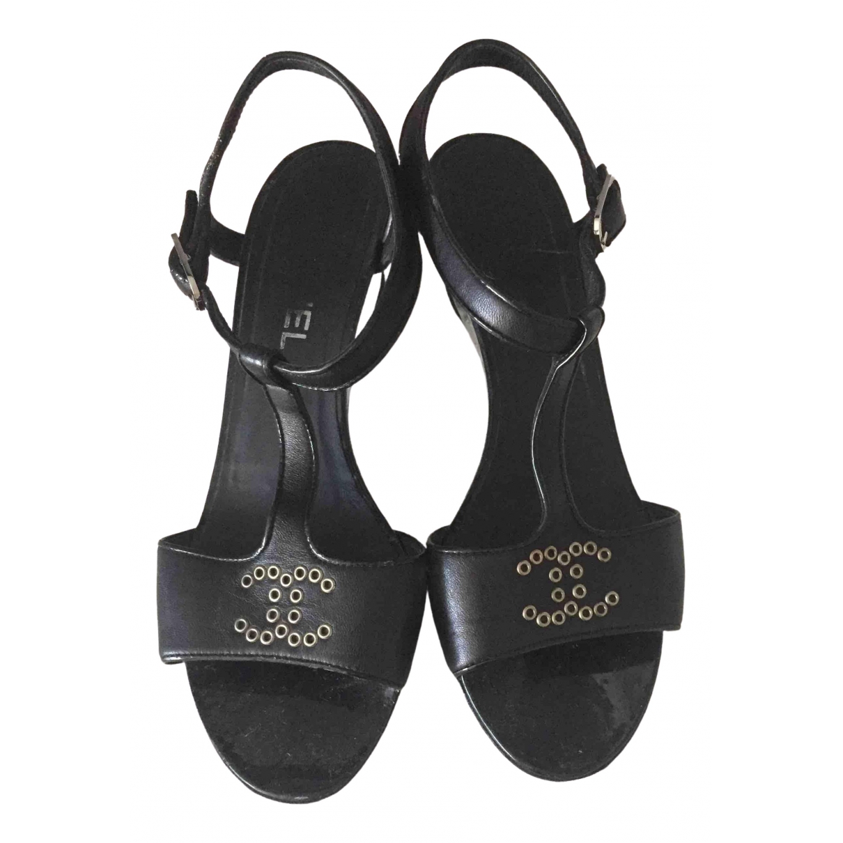 Achetez Chanel Chanel Sandales pour femme en cuir noir