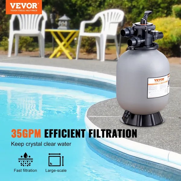Dropship VEVOR Sand Filter, 16inch, Up To 35 GPM Flow Rate, Above