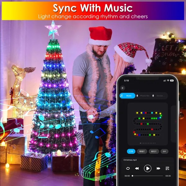 Dropship LED Lights Collapsible Christmas Tree Light With Remote App