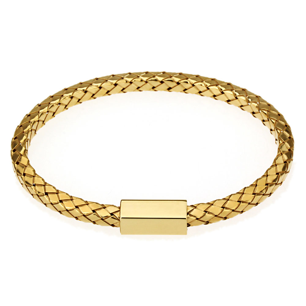 4mm 14K Gold Plated Silver Mesh Braided Bangle Bracelet made in