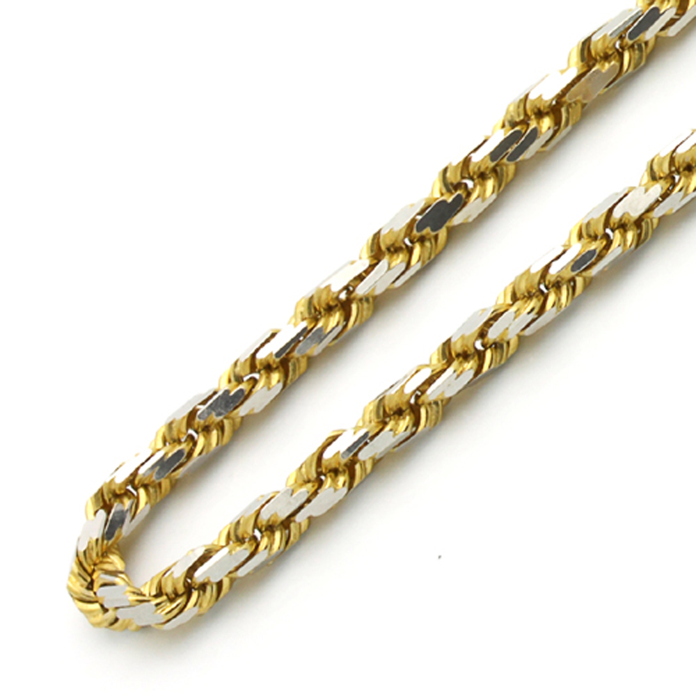 Men's 3mm 14K Two Tone Gold Chain Rope Chain Necklace / Gift box eBay