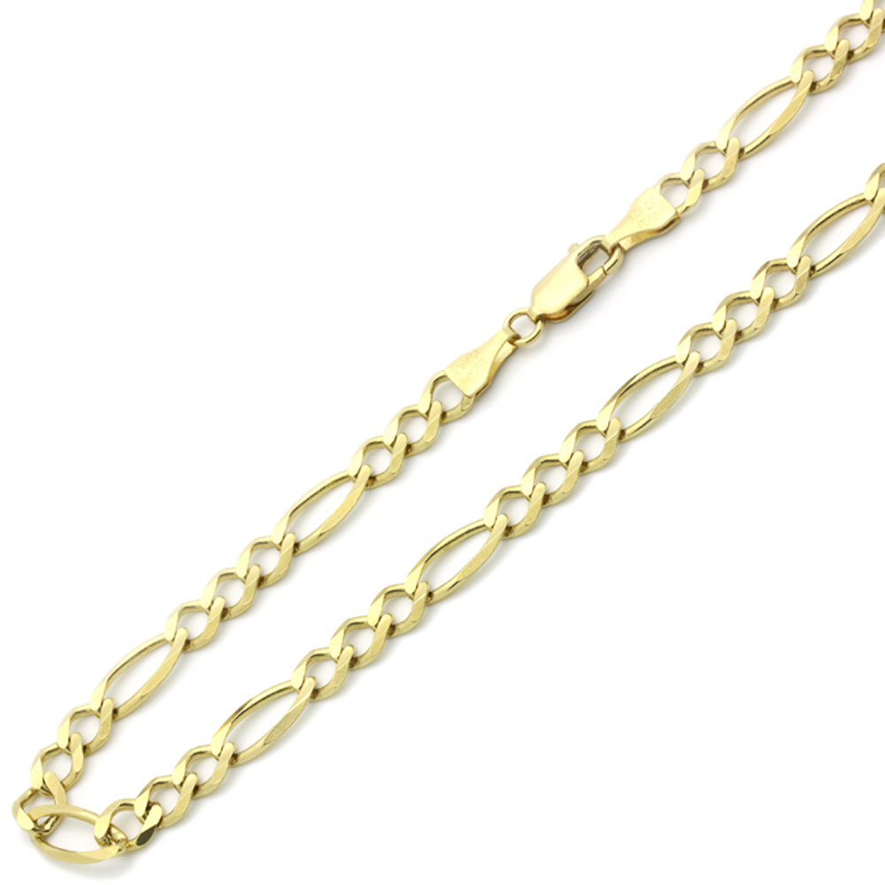 Men's 6mm 14K Yellow Gold Chain Flat Figaro Chain Necklace / Gift box