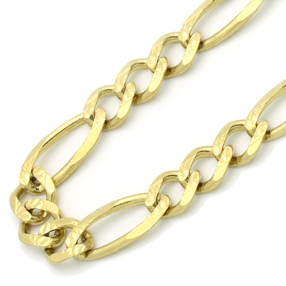 Men 6mm 14K Yellow Gold Chain Figaro Chain Necklace / Gift box / Ship